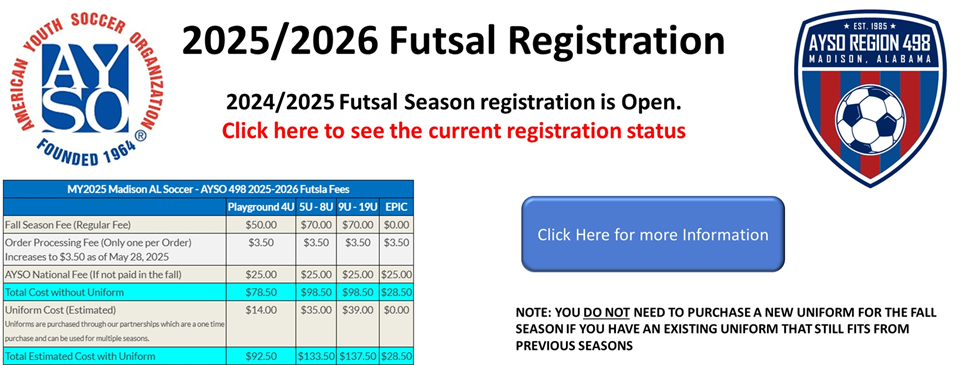 2025/2026 Futsal (Indoor) Registration is still open
